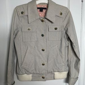 Marc by Marc Jacobs Blue & White Pinstriped Bomber jacket, Size 8